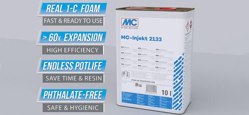 La résine d'injection mono composant MC Injekt 2133 est un produit fiable qui ne nécessite aucun mélange ou préparation important, ce qui permet de l'utiliser facilement et instantanément.
